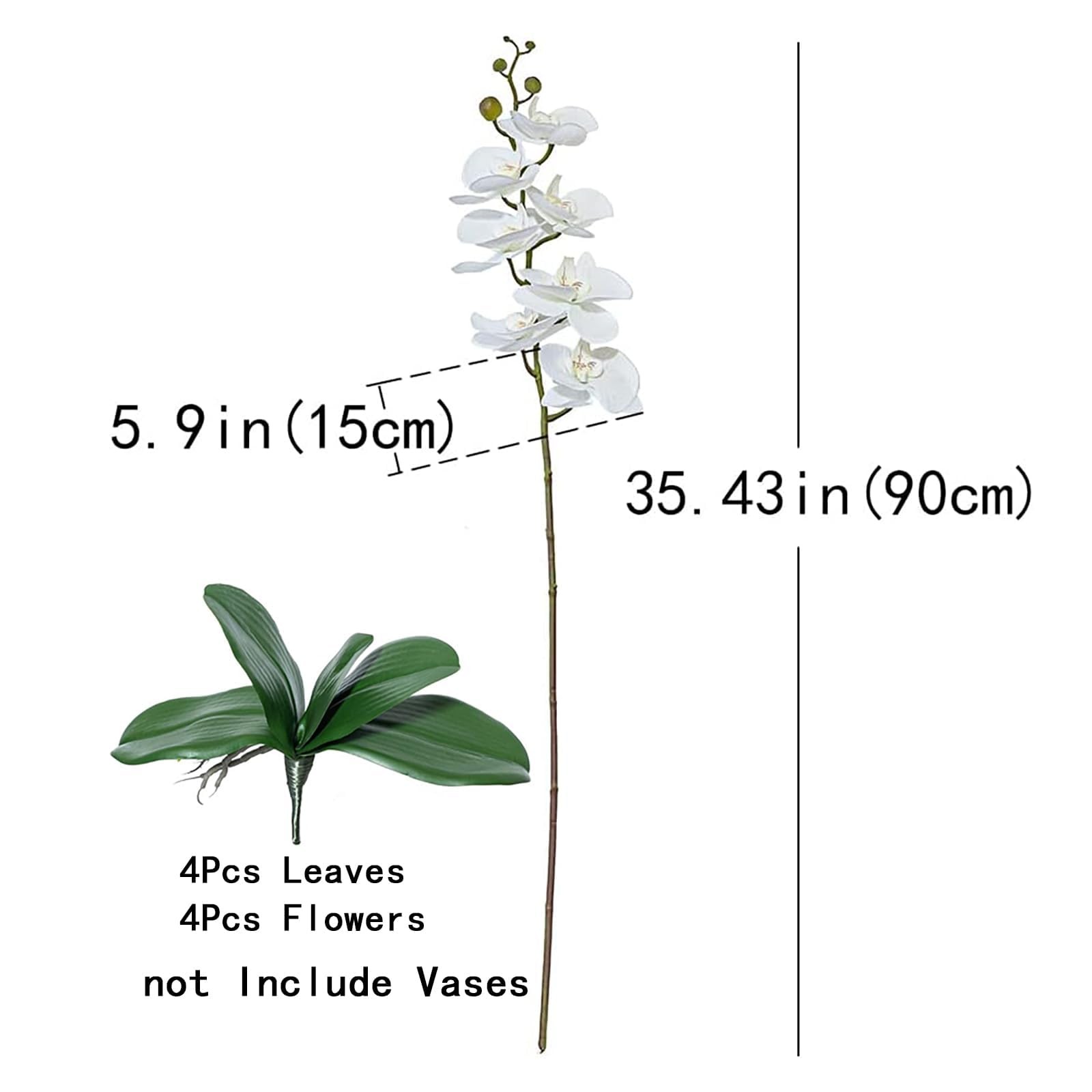 35 Inch Artificial Butterfly Orchid Flowers 4 Pcs with 4 Bundles Leaves Artif…