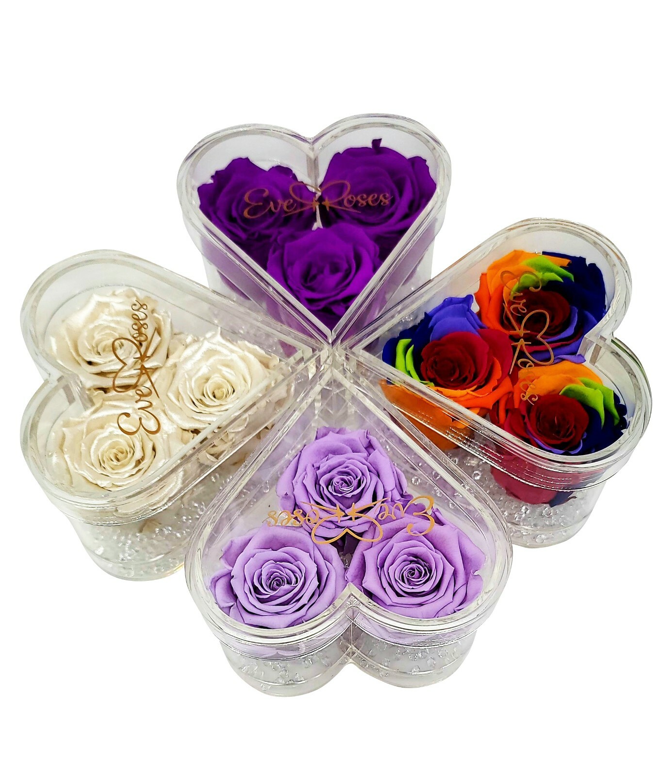 GALAXY BLUE Rose in a heart shaped acrylic box real long-lasting preserved rose