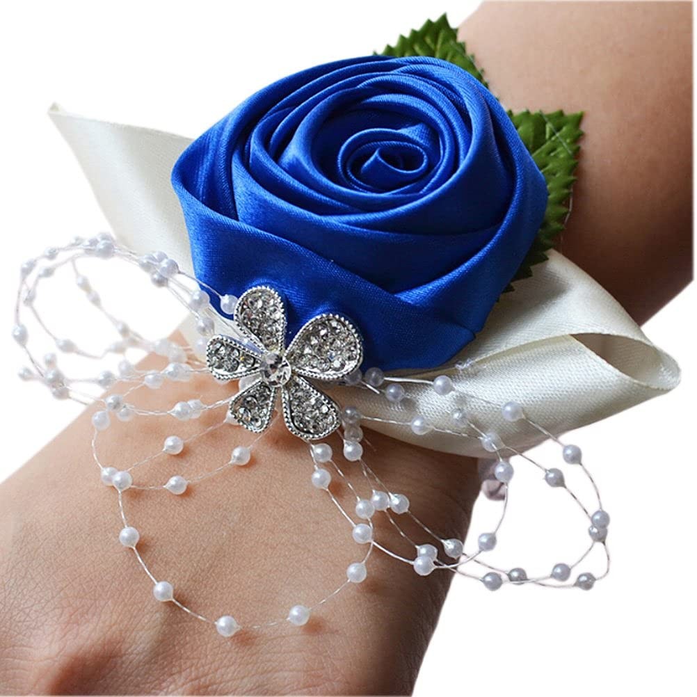 1 PCS Dark Blue Wedding Bridesmaid Bride Wrist Corsage Decoration Hand Flower