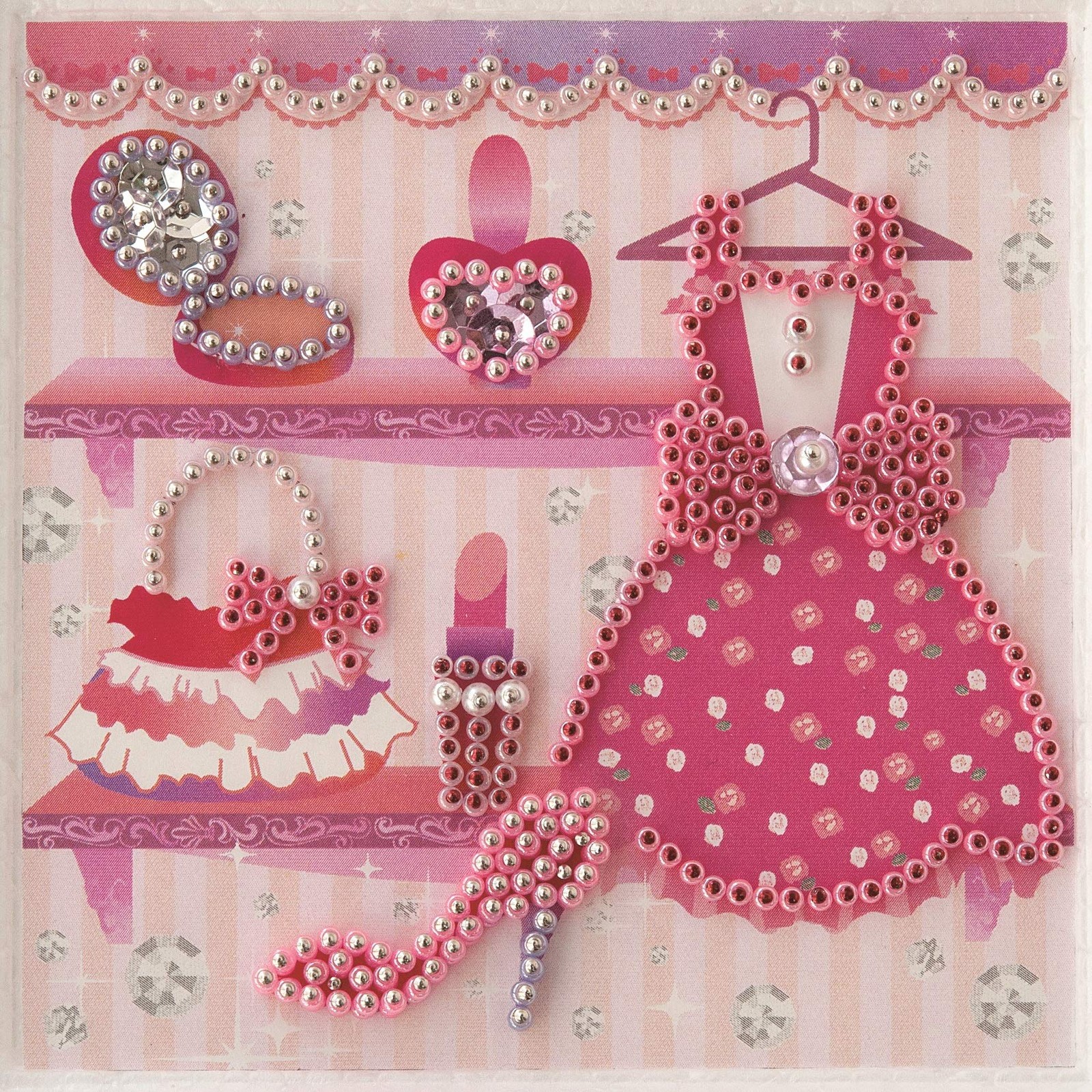 TOHO Mini Push Bead Art Kit Dress Up Fashion 155mm Frame G-414