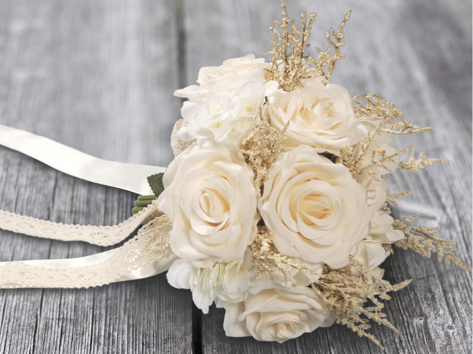 Wedding Bouquets for Bride, Champagne White Bridal Bridesmaid Wedding Flowers…