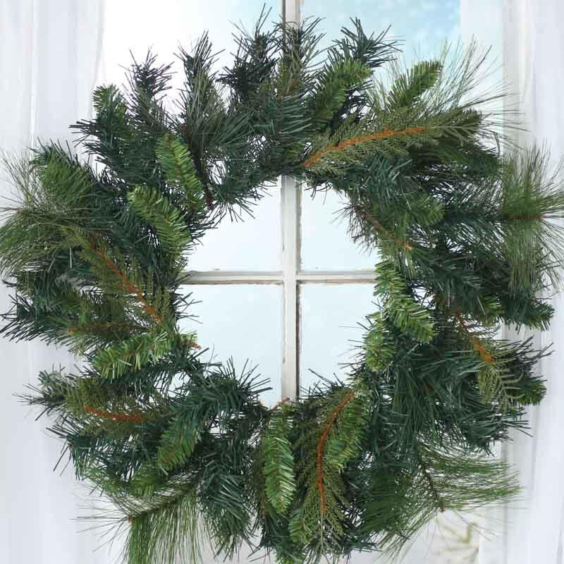 33″ Artificial Mixed Green Pine Christmas Holiday Winter Wreath
