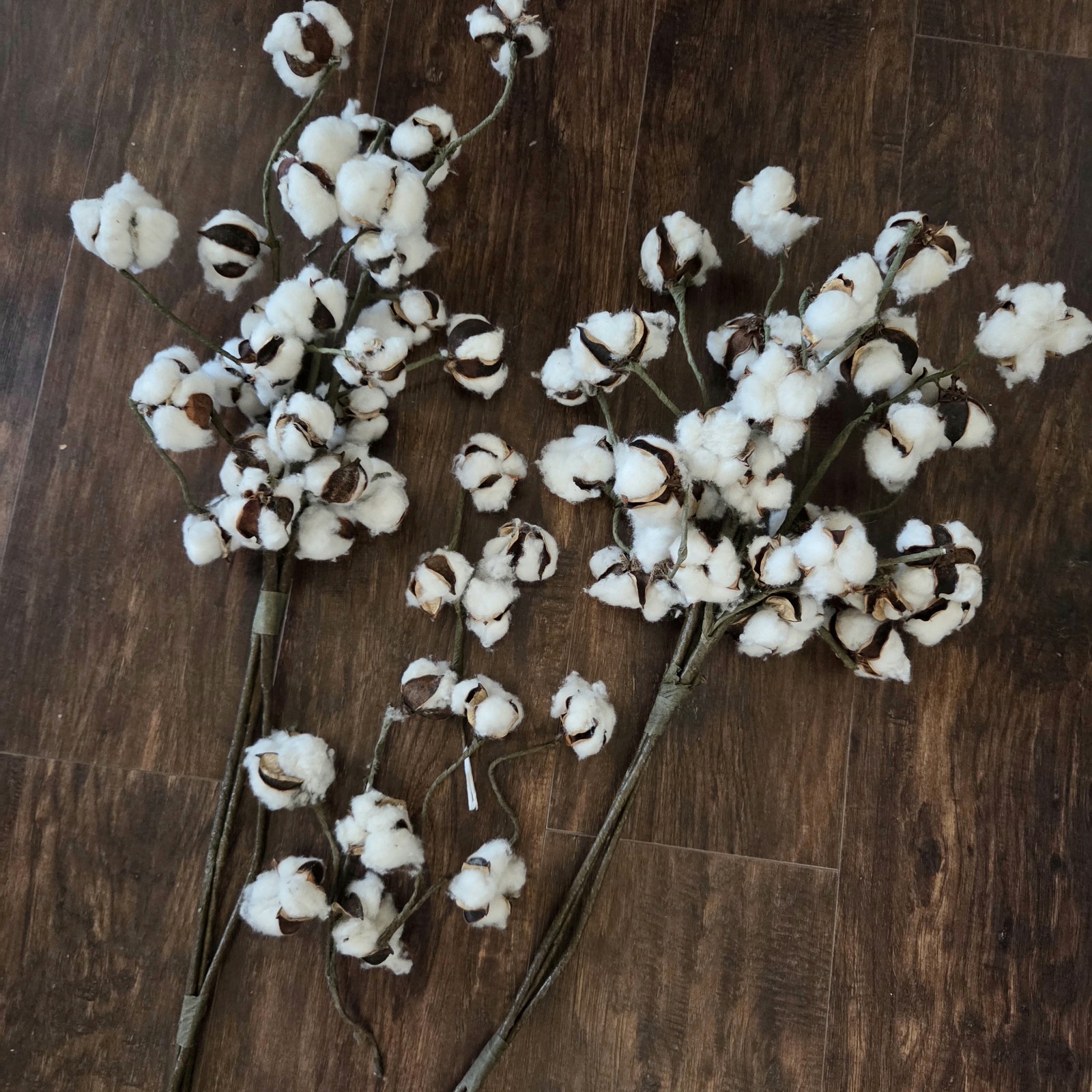 Set of 2 COTTON BOLL FLORAL SPRAY Stem Fall Farmhouse Decor Artificial @ 19″ h