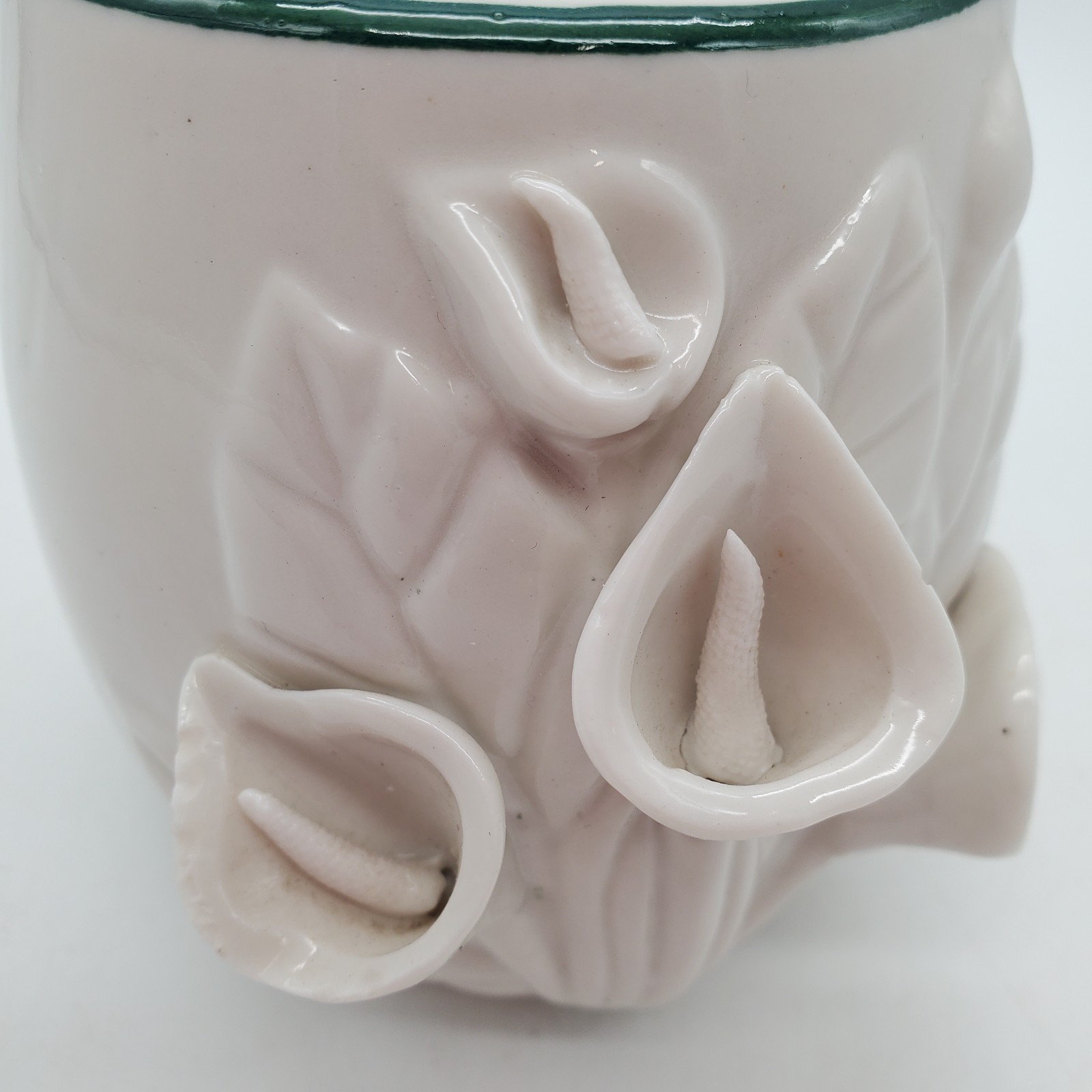 Calla lily candle holder vase w/ green stripe