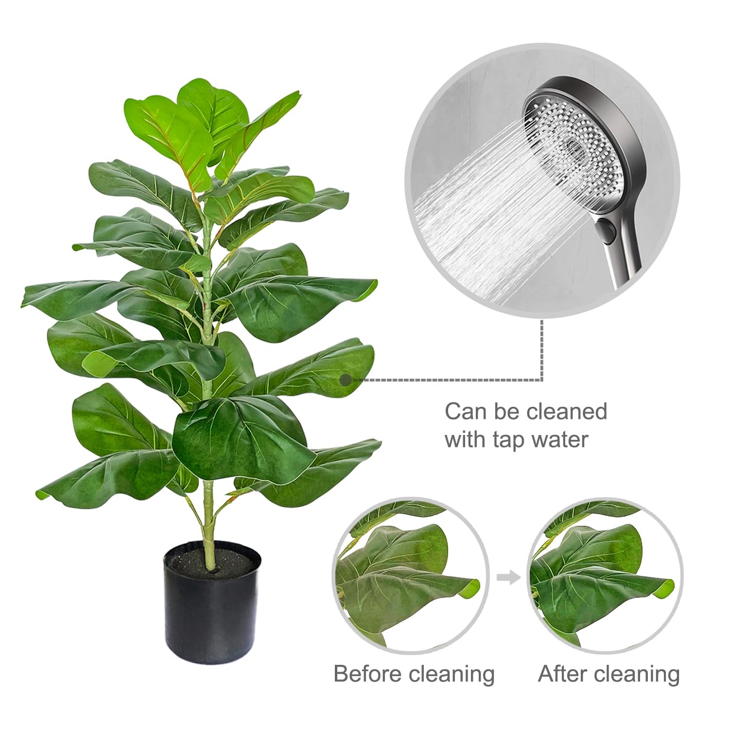 Artificial Fiddle Leaf Fig Tree/Faux Ficus Lyrata for Home Office Decoration,…