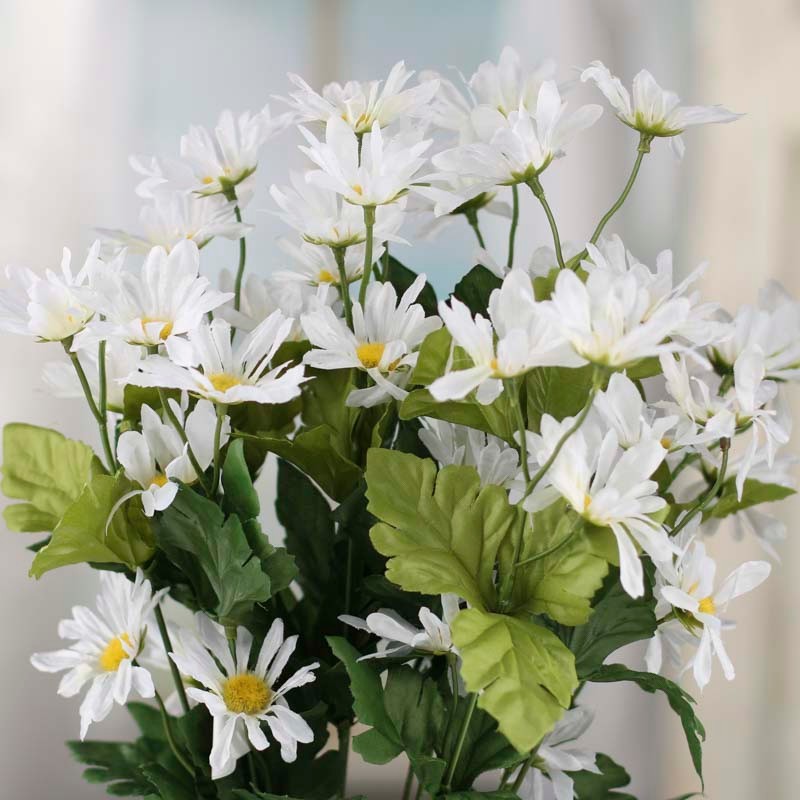 19″ Tall White Artificial Decorative Daisy Floral Bush
