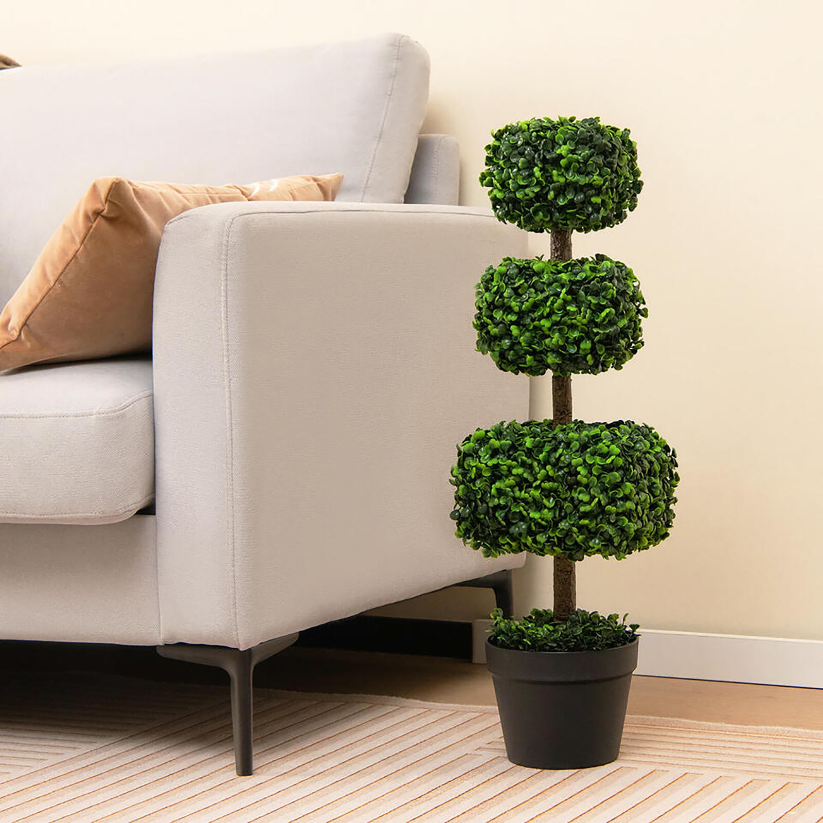 35″ Artificial Boxwood Topiary Tree Faux Greenery Plant Fake Tree for Decoration