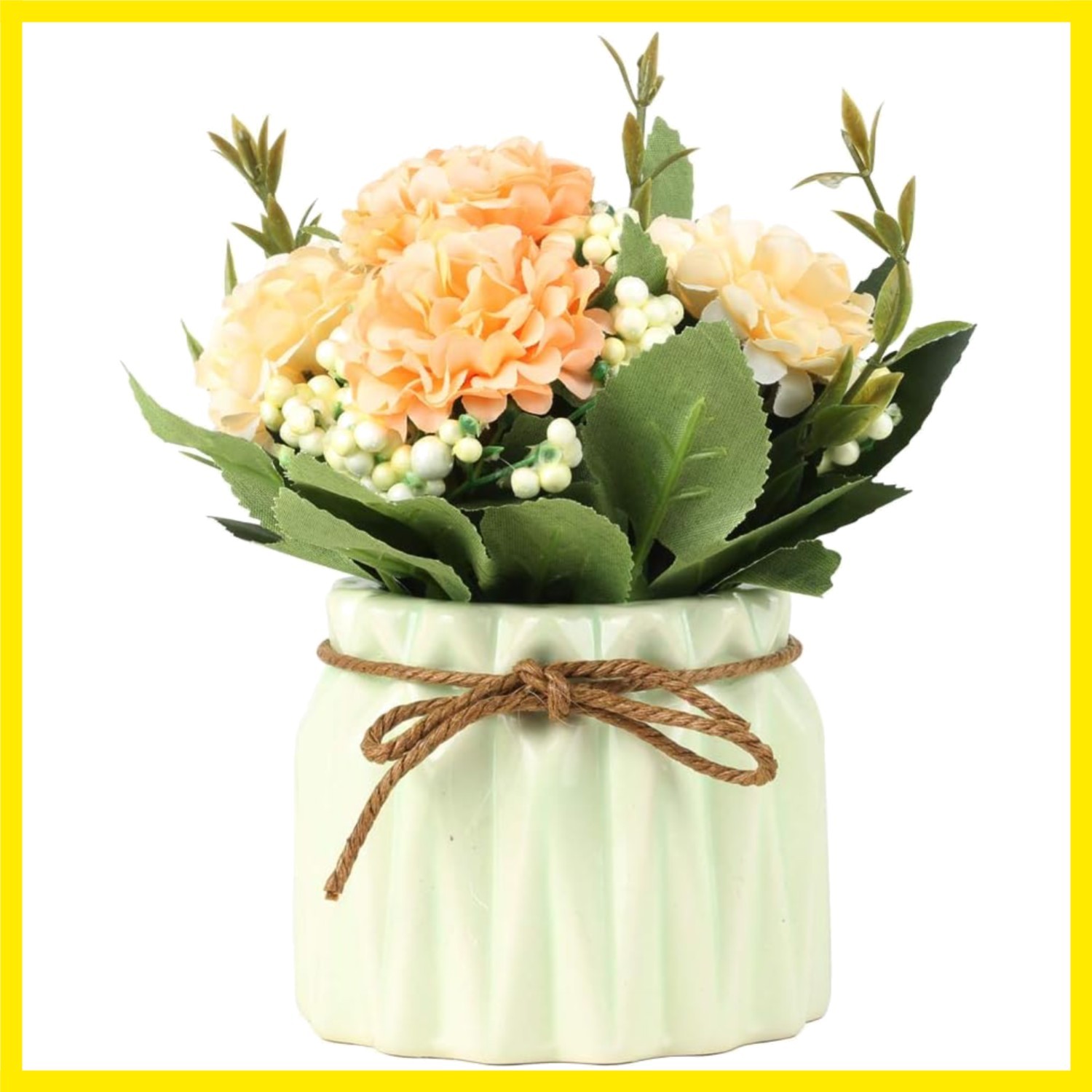 Artificial Hydrangea Bouquet with Small Ceramic Vase Fake Silk Variety Flower…