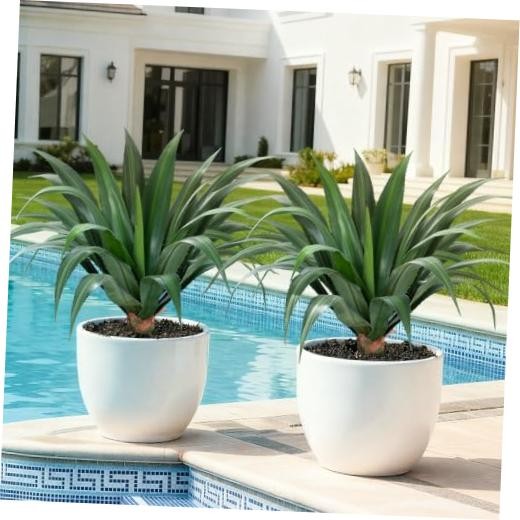 2FT Artificial Spiked Agave Plants Tall,24″Fake Silk UV 24inches Green(2pcs)