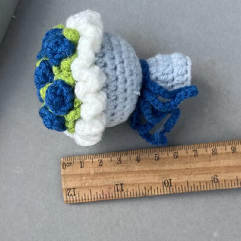 Handheld Small Bouquet Handmade Knitted Puff Flower Crochet Party Decors Gift