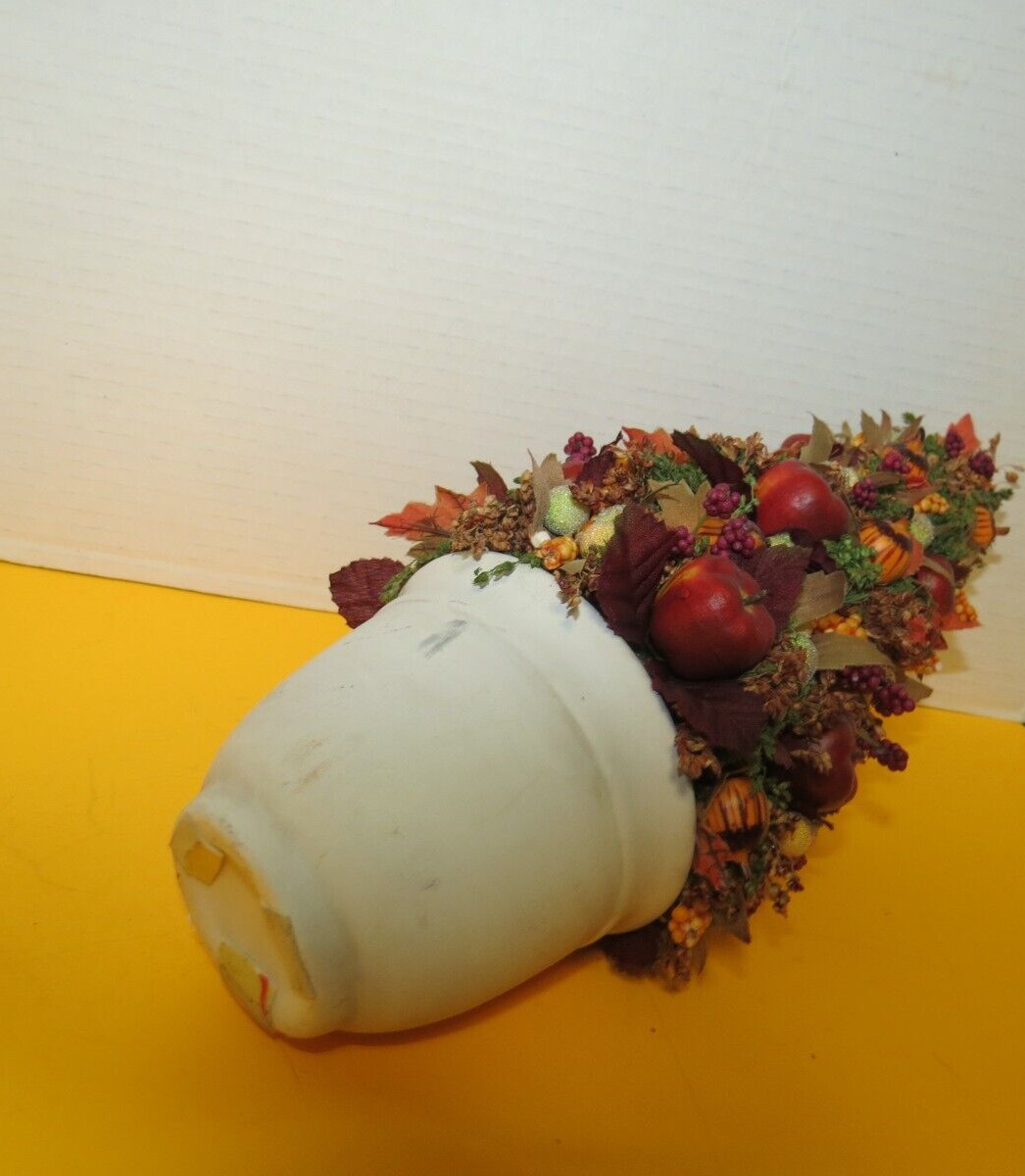 Fruit And Floral Christmas Style Tree Figure 13″T Artificial In Bisque Pot