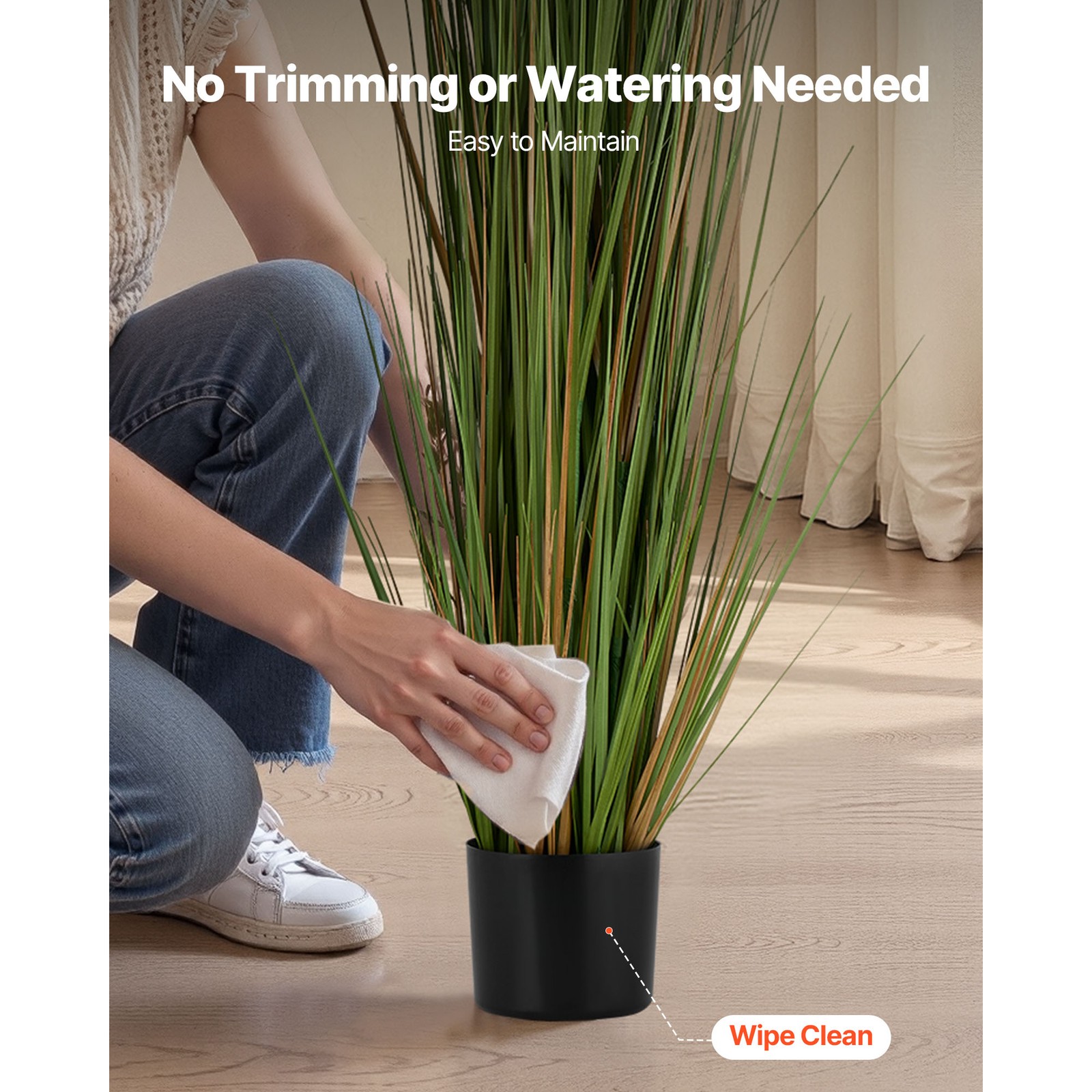 Uimoso Artificial Horsetail Reed Grass in Pot, 59-Inch, 2-Pack, Green