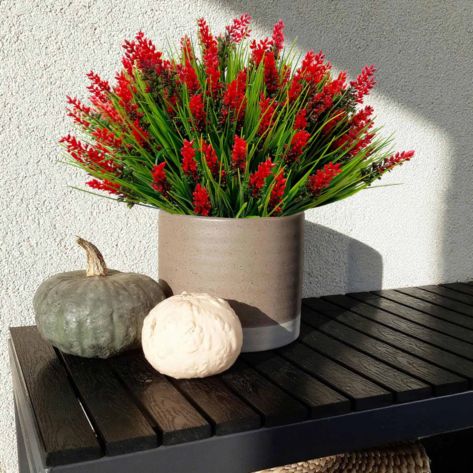 12 Bundles Artificial Plants Outdoor Fake Monkey Grass, UV Resistant Faux Pla…