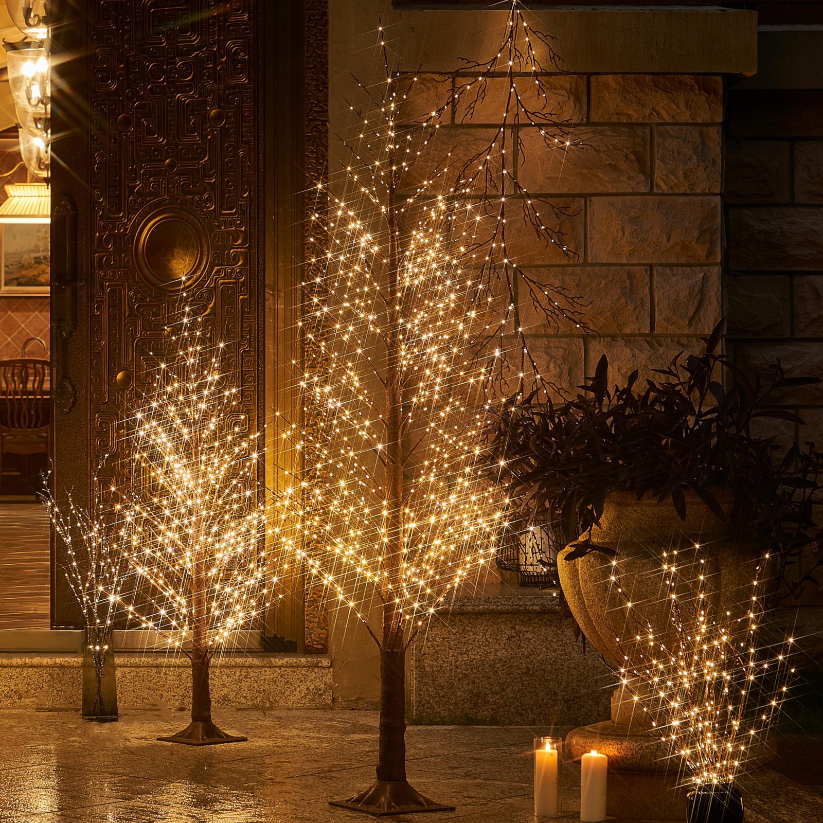 Fudios Lighted Alpine Tree Brown Willow 6FT 810 LED Fairy Lights,Artificial W…