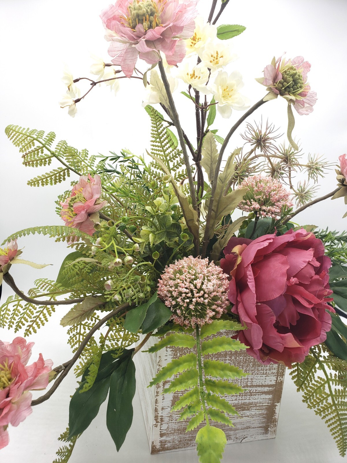 Silk flower arrangement, hot pink peony floral arrangement, spring floral garden