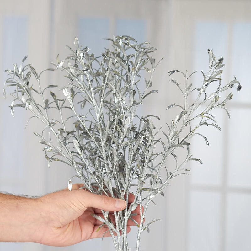 Package of 6 Artificial Rosemary and Clear Diamond 16″ Floral Sprays