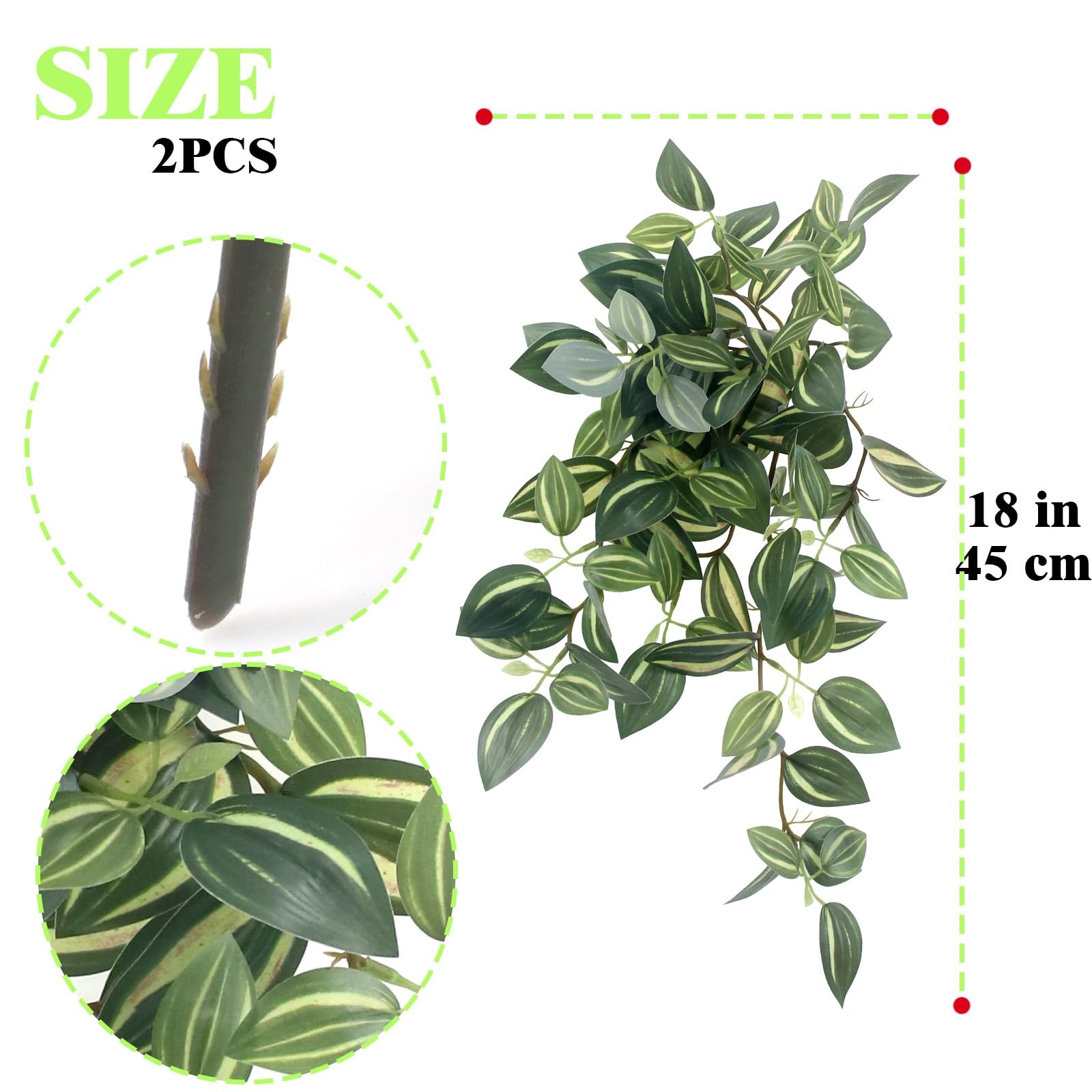 2 Pcs Artificial Ivy Plant, 18″ Faux Hanging Greenery DIY Faux Hanging Pothos…