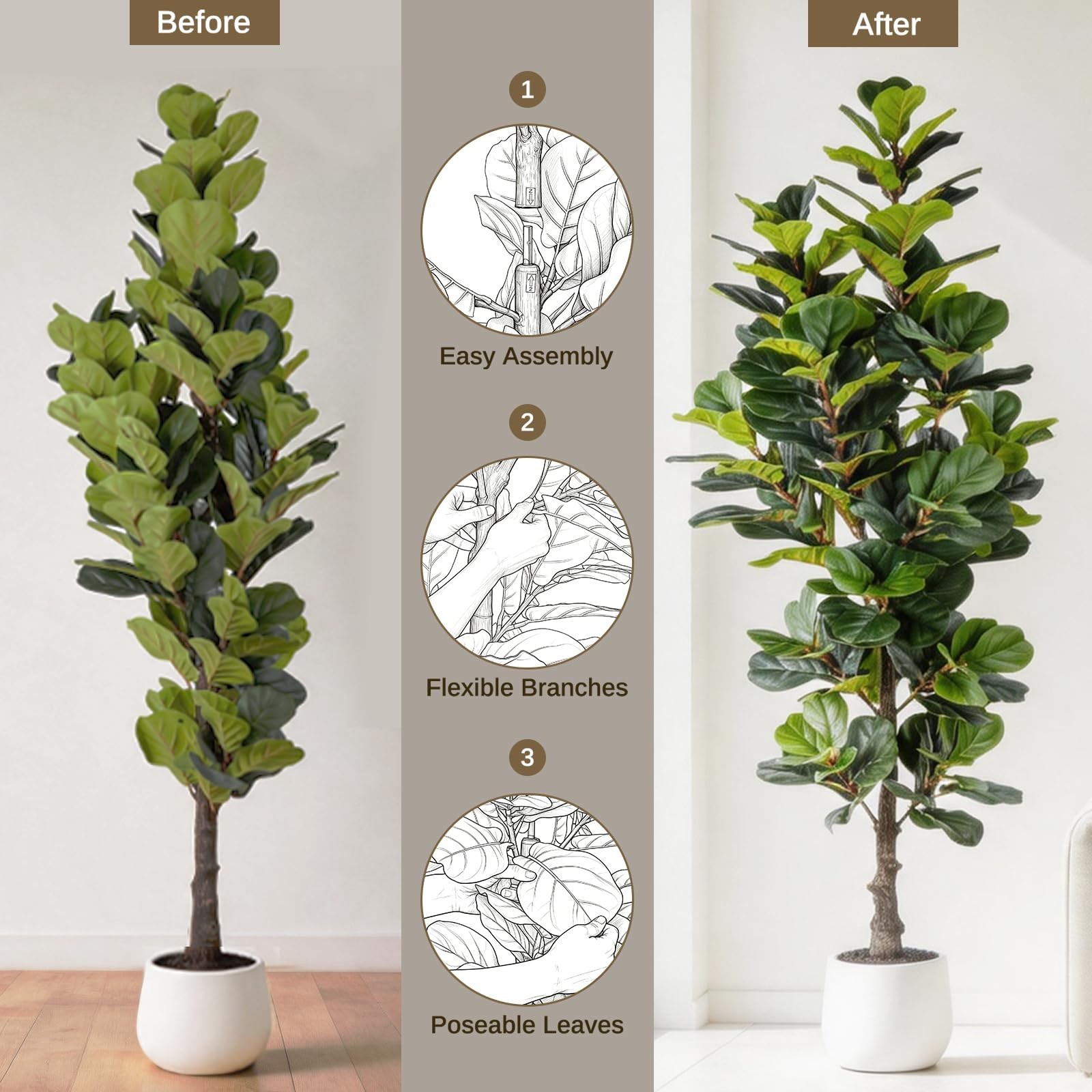 6FT Ultra-Full & Lush Artificial Fiddle Leaf Fig Tree for Home Decor – 171 Li…