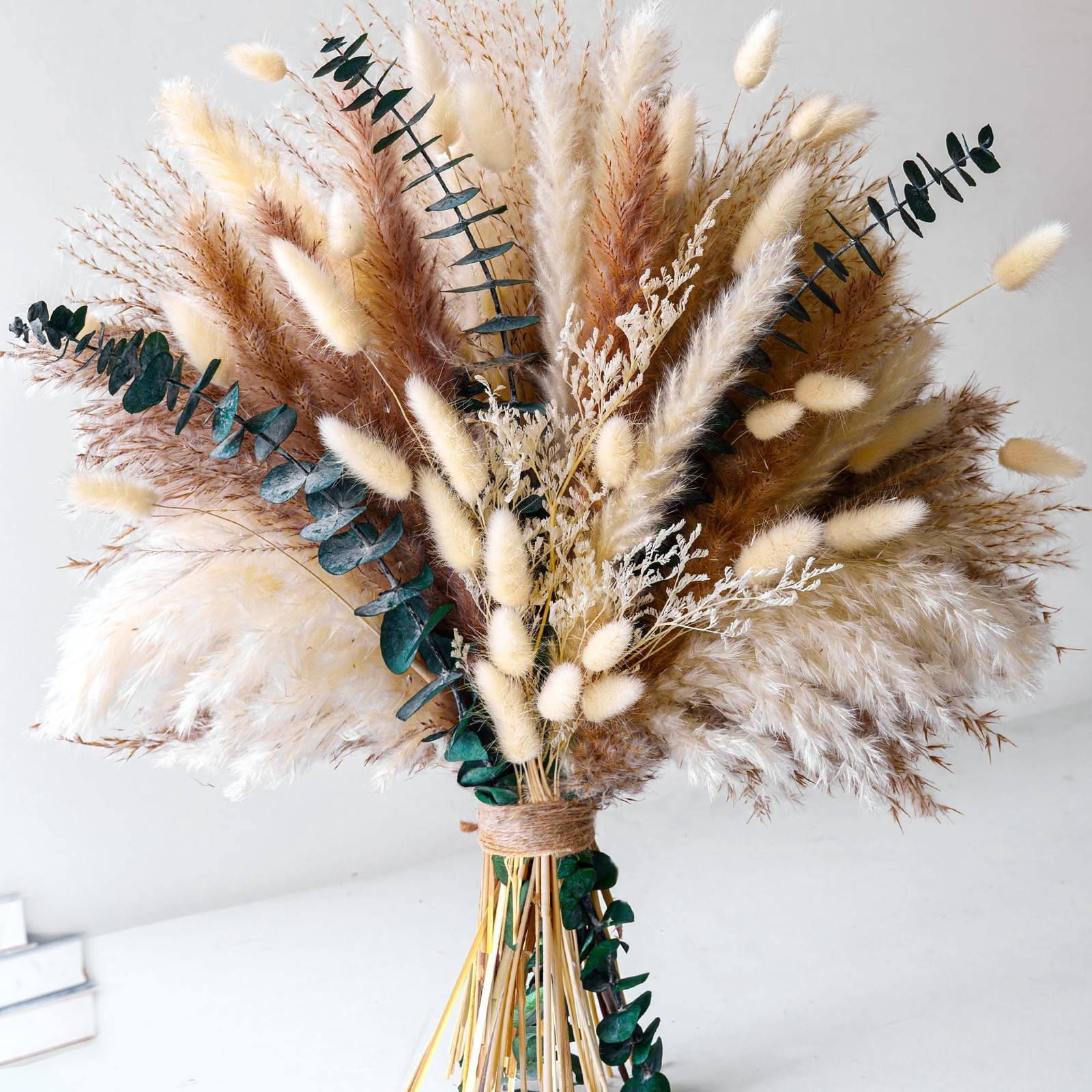 Dried Flower Bouquet – Pampas Grass, Bunny Tails, Olive Green Eucalyptus & Pr…