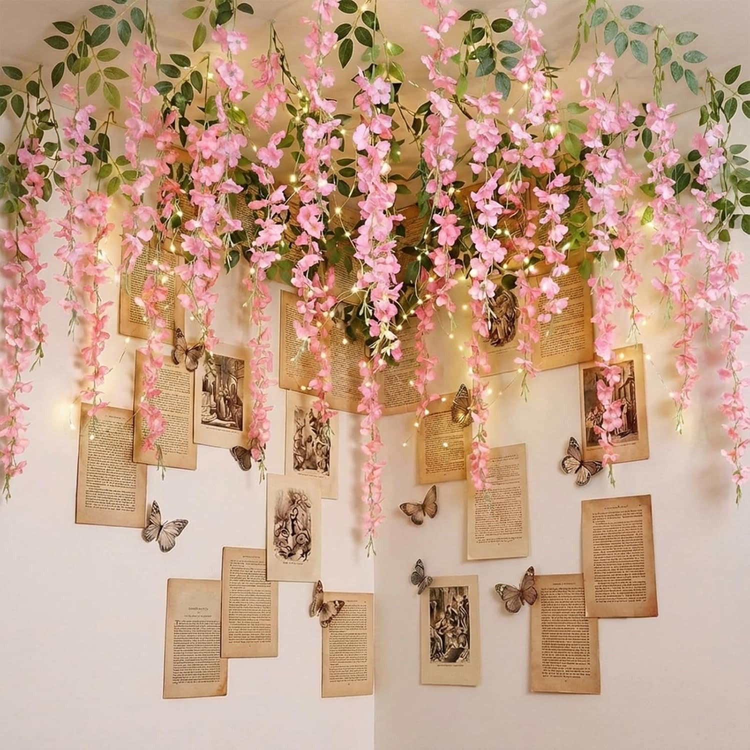 6 Pcs Wisteria Hanging Flowers Vines Fake Hanging Flowers Garland Artificial Wis