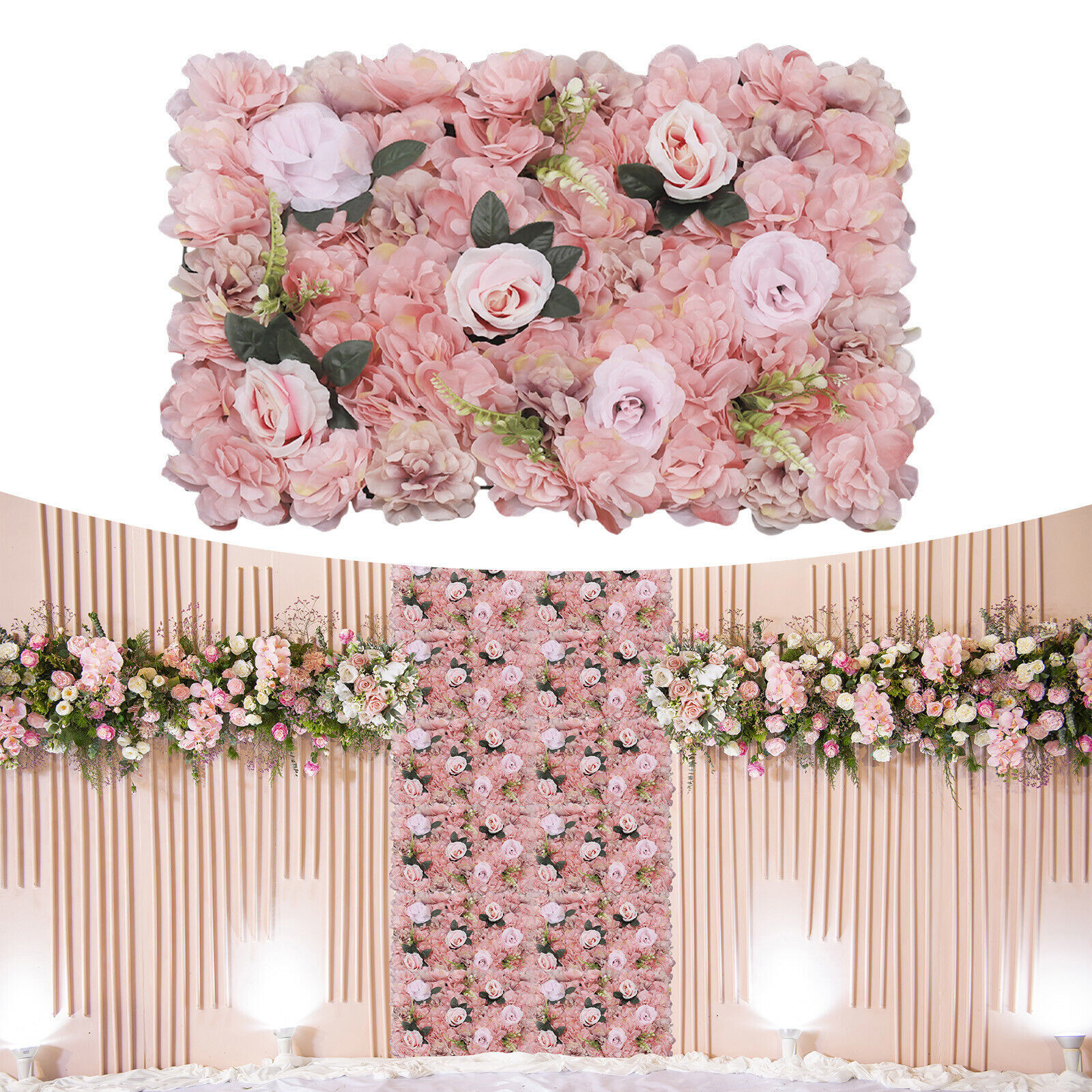 12 Pcs Flower Wall Panel, Artificial Flower Backdrop, Flower Panels for Backdrop