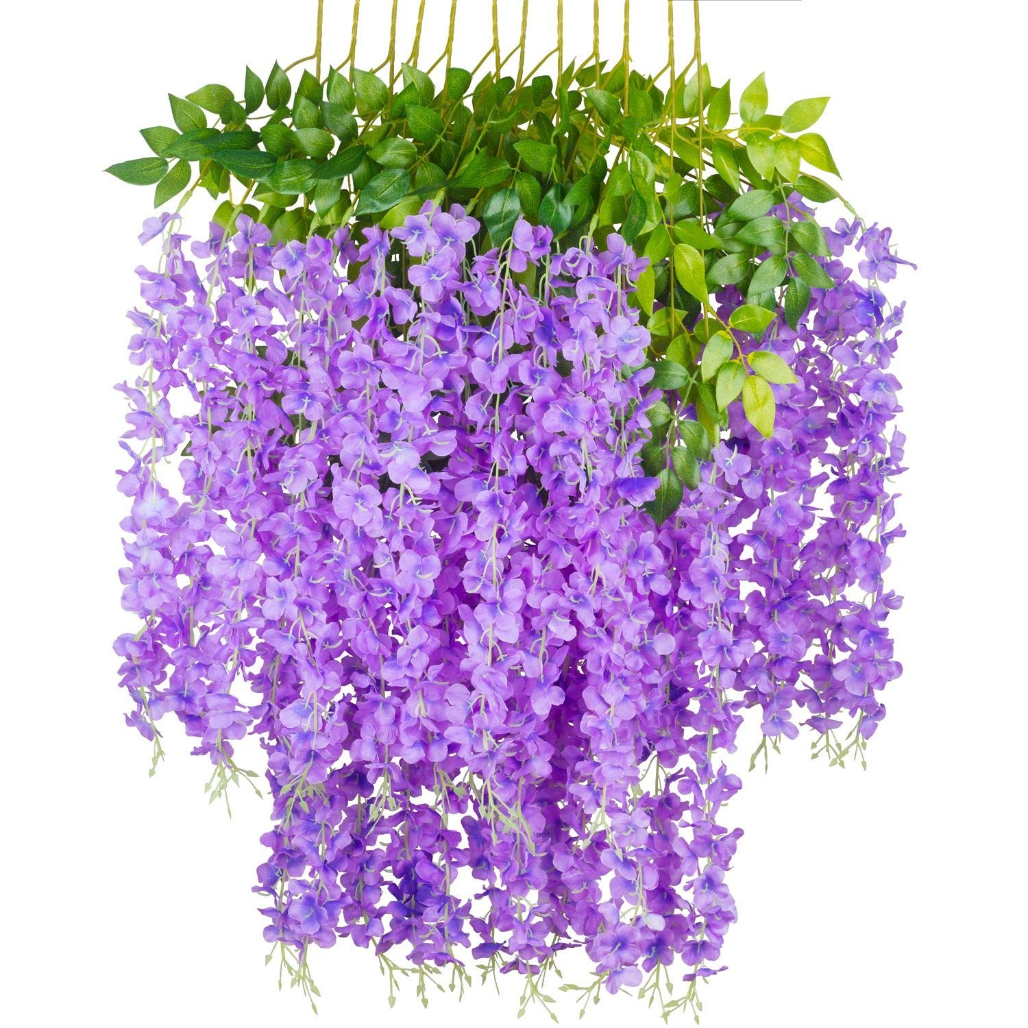 (36 Branches 12 Pack /45 inch /3.7ft Wisteria Hanging Artificial Flowers Fake…