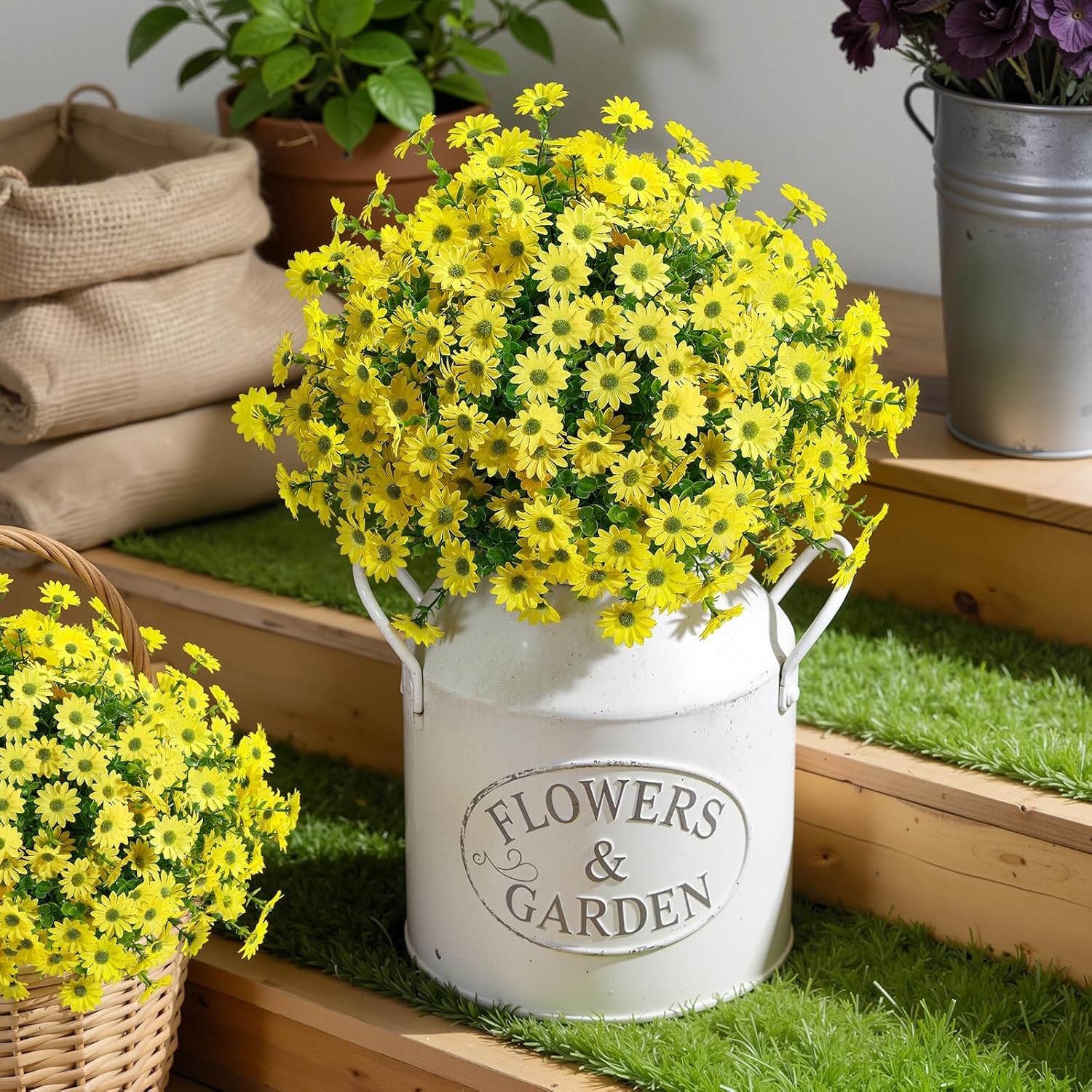 20 Bundles Artificial Daisies Flowers Fake Silk Plant for Indoor Outdoor Decor