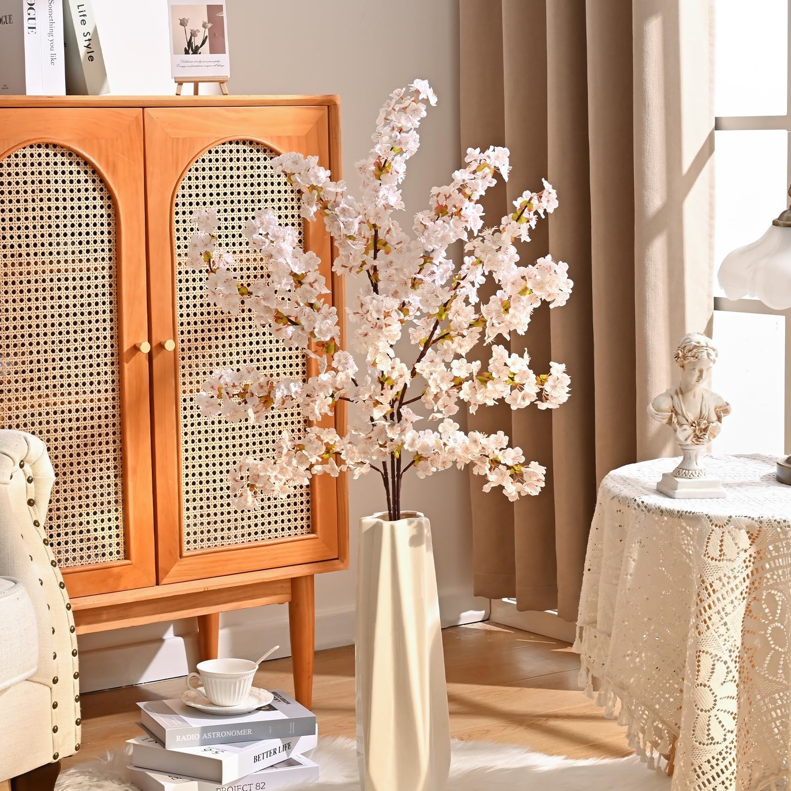 Artificial Cherry Blossom Branches – Faux Flower Stems for Wedding & Home Decor,