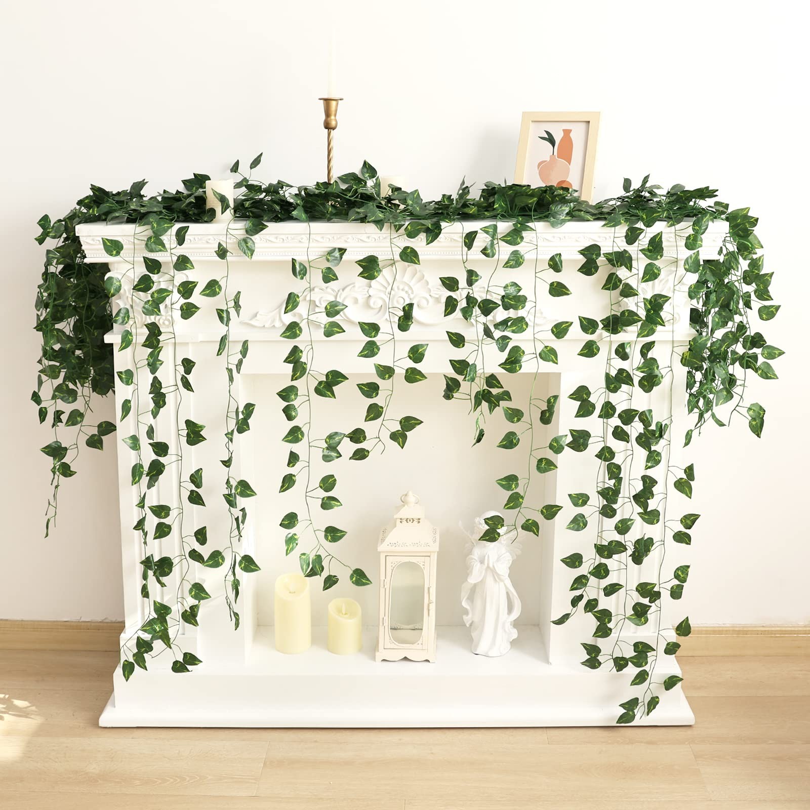 24 Pack 168ft Artificial Ivy Greenery Garland, Fake Vines Hanging Plants Back…