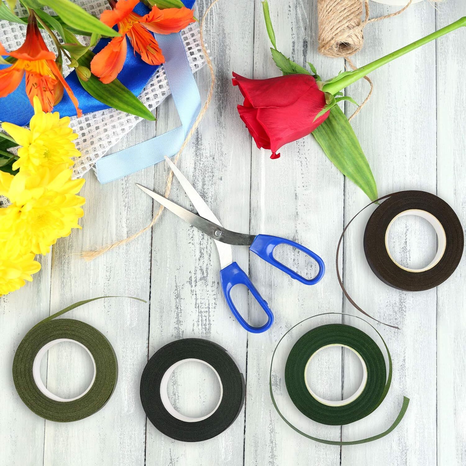 4 Rolls 1/2″ Wide Floral Tapes For Bouquet Stem Wrapping And Floral Crafts