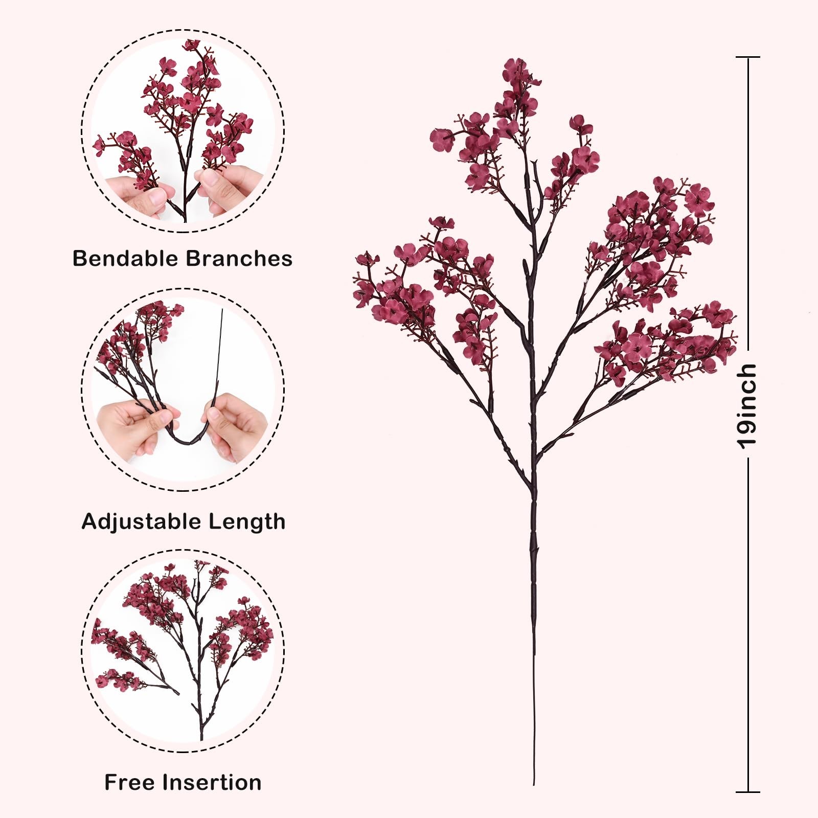 6Pcs Fake Flowers Babys Breath Silk Artificial Flowers Gypsophila Bouquets Bu…