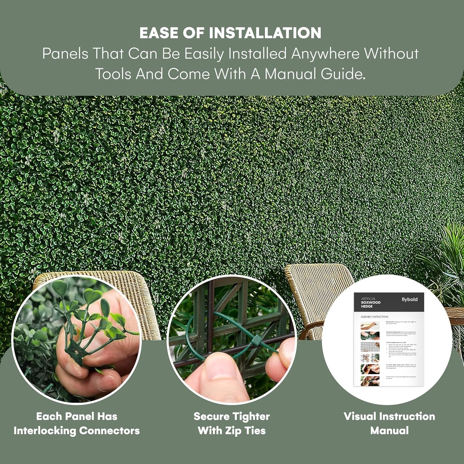 20×20 in Artificial Grass Decor Boxwood 6 pieces UV protected