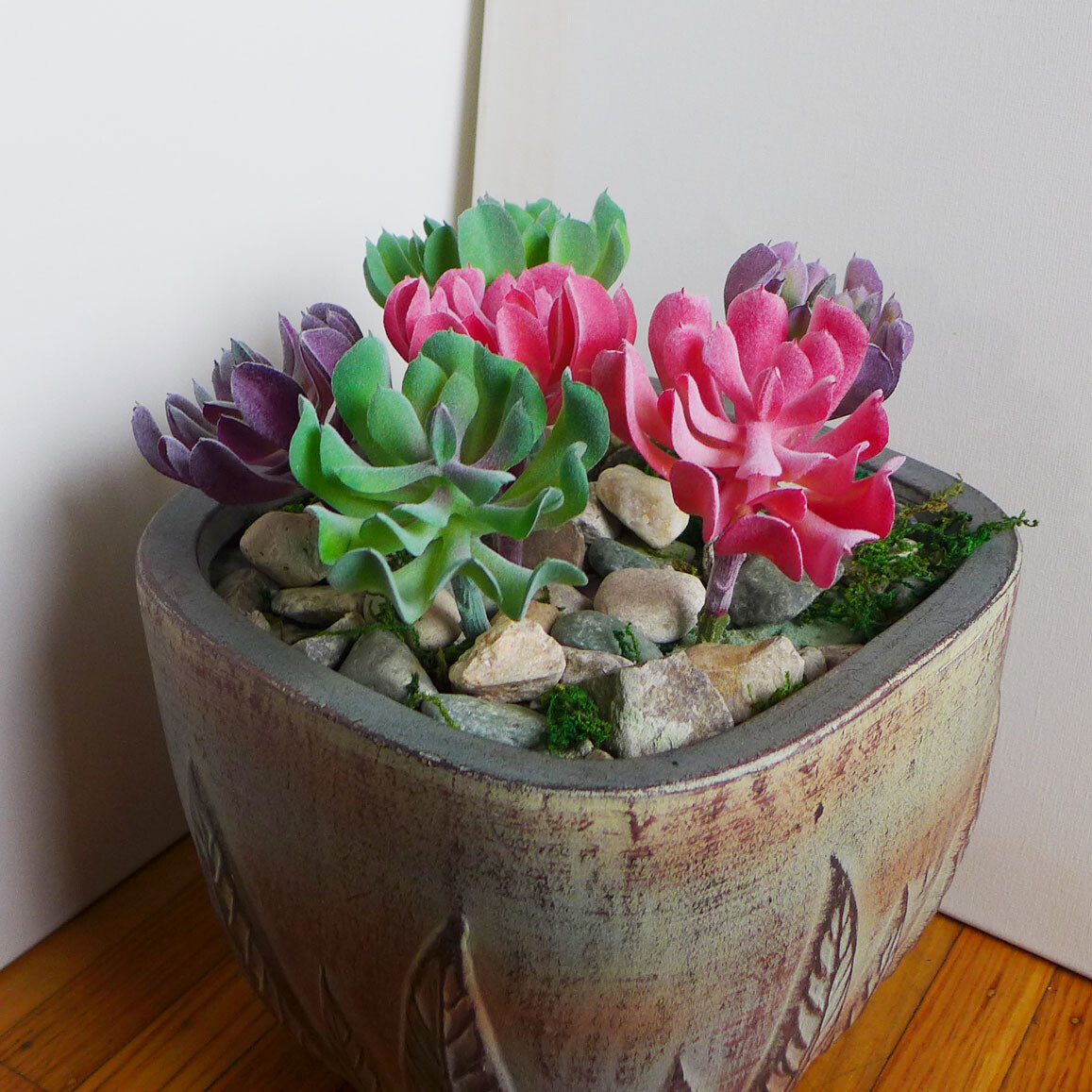 6 Pcs Three Colors Artificial Plants Flocking Succulents (#83)