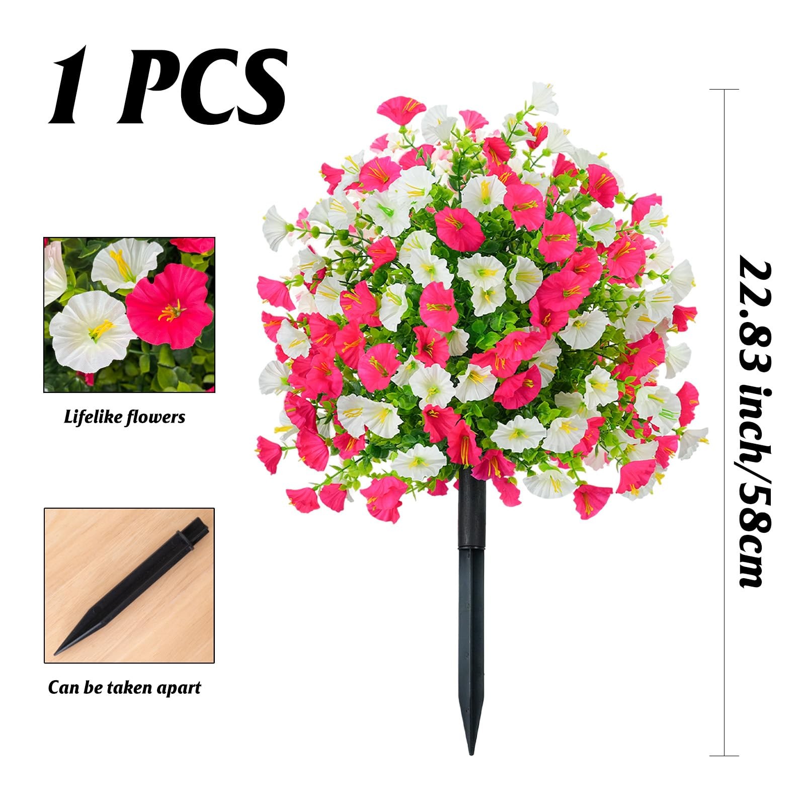 Artificial Morning Glory Topiary Trees, 1 Set of Silk Colorful Resistant Real…