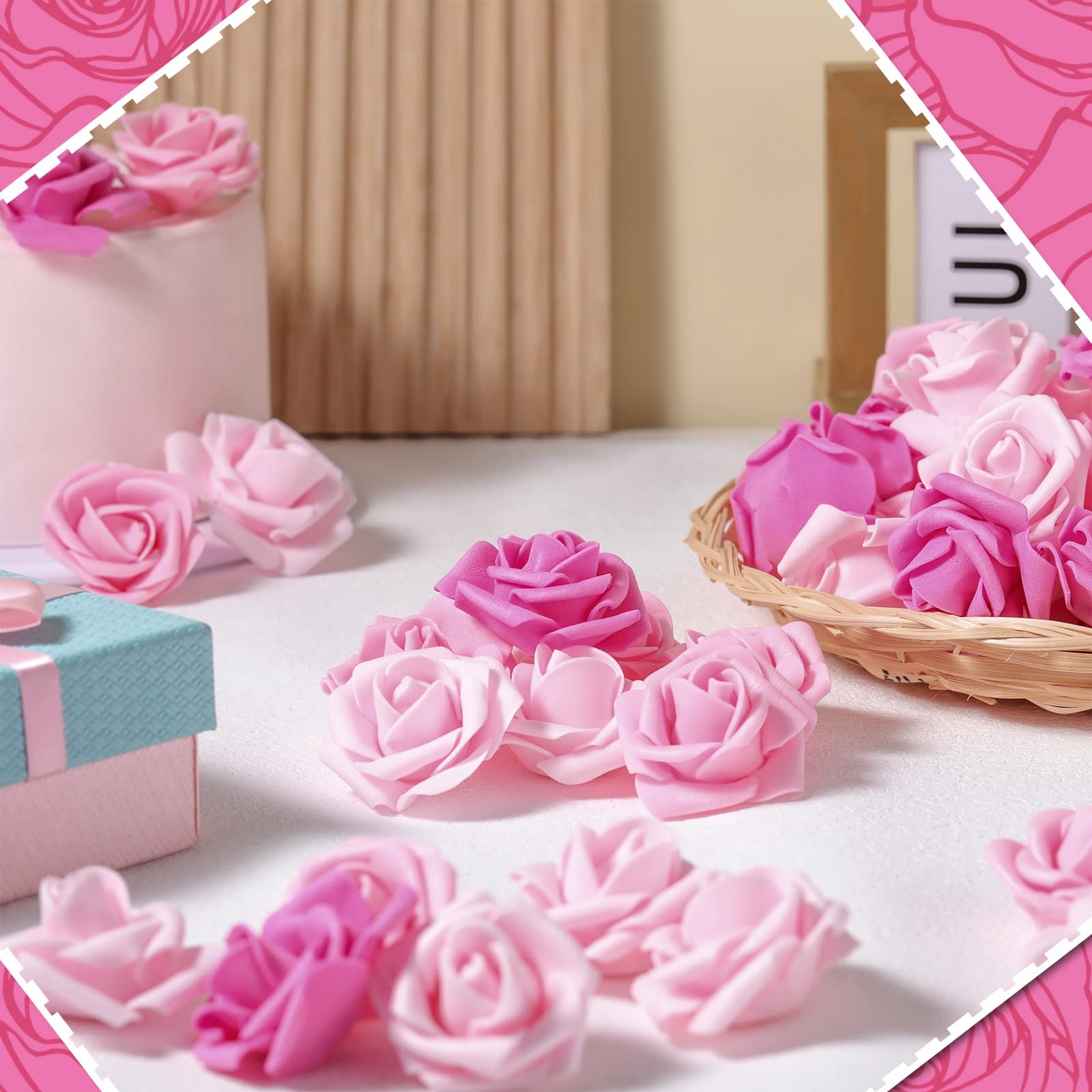 200 Pcs Artificial Rose Flower Heads Bulk Fake Foam Roses Mini Faux Flower fo…