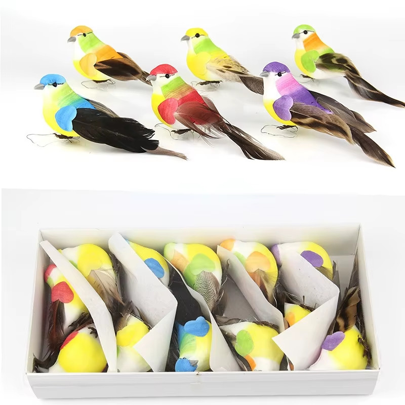 12pcs Artificial Birds Clip On Christmas Wedding Fake Animal Ornament Decor NEW