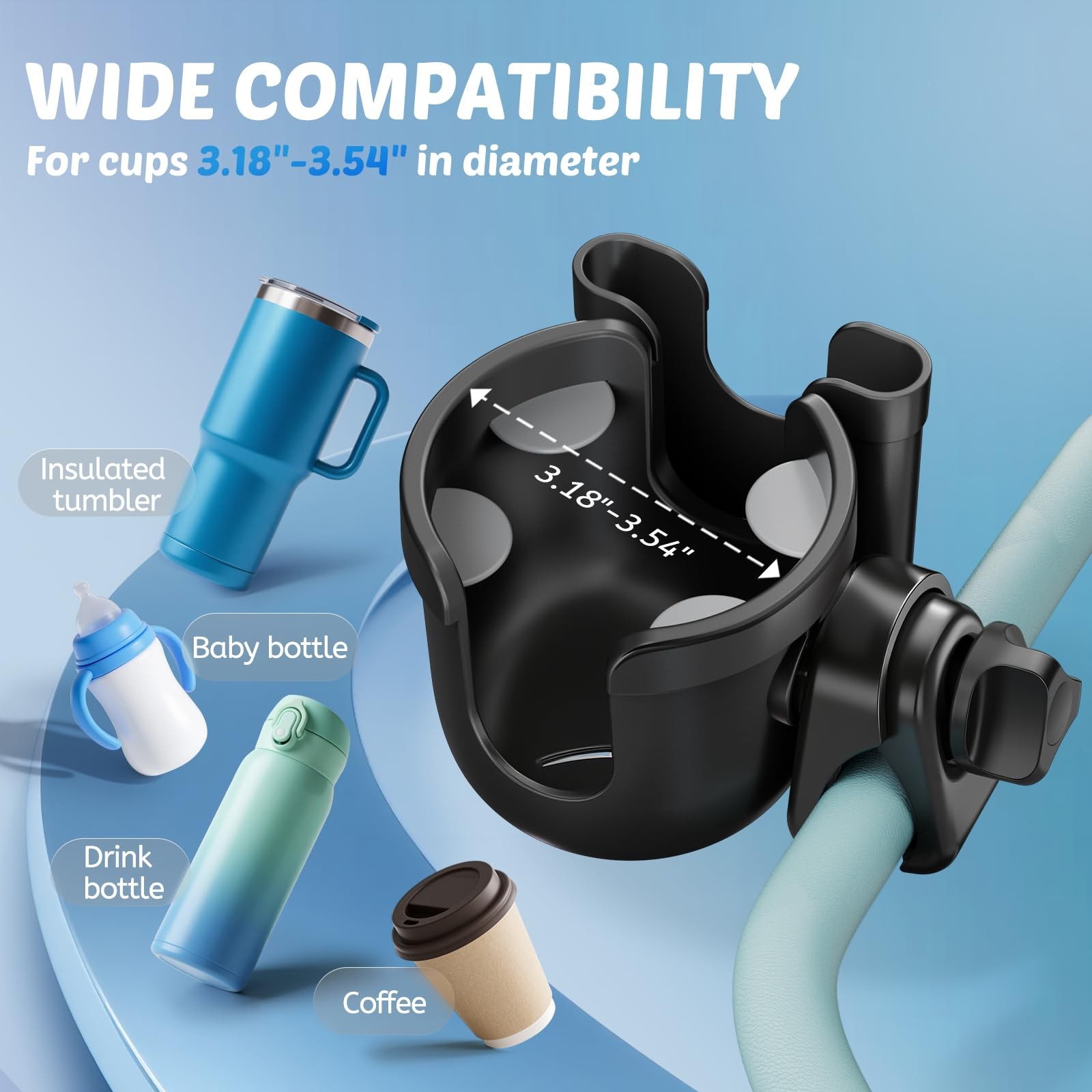 Cup Holder for Walker: Stroller 1 Count (Pack of 1), Black