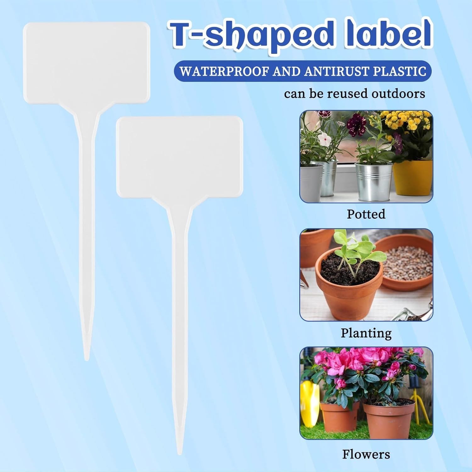 Plant Labels,50PCS T-Type 5.9″ Large Plastic Plant Tags Waterproof Plant Maker