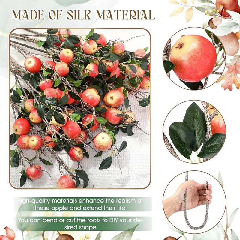 Artificial Apple Branches 10 Pack Faux Fruit Home Decor Floral Arrangements New