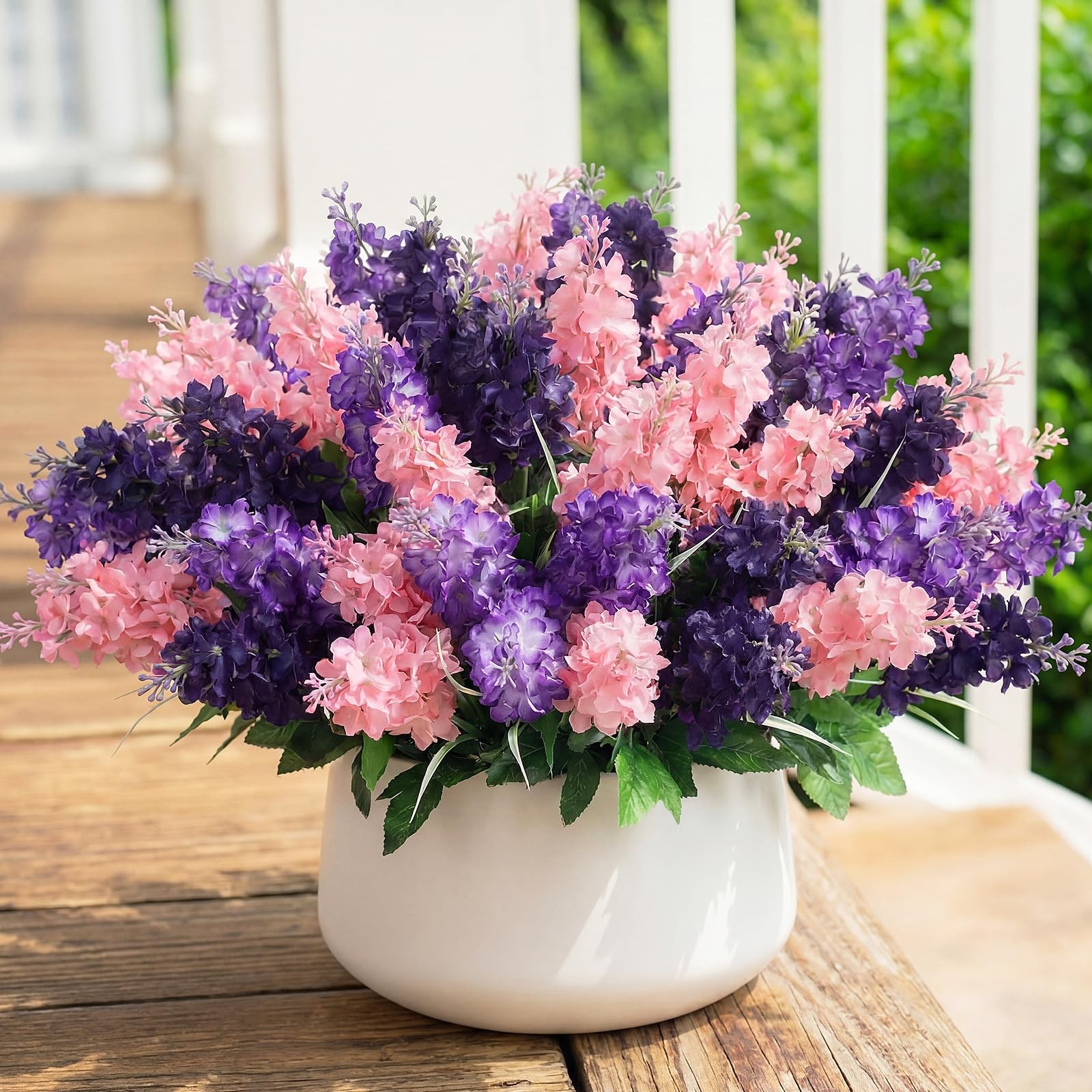 Artificial Flowers 12 Pcs 14” Silk Hyacinth UV Resistant for Home Garden Decor