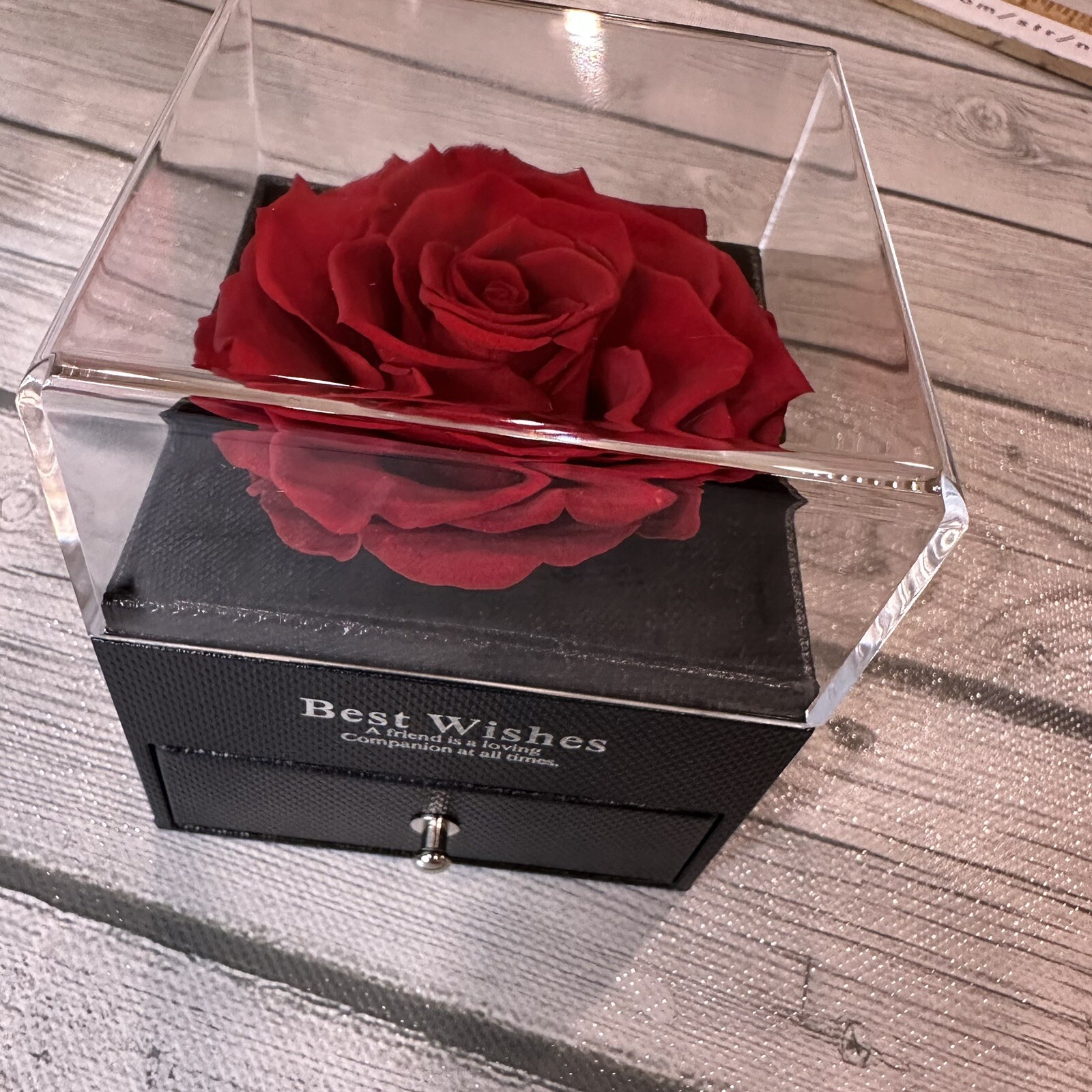 REAL Preserved Eternity Forever Rose Luxury Box Holiday Wedding Gift & Necklace