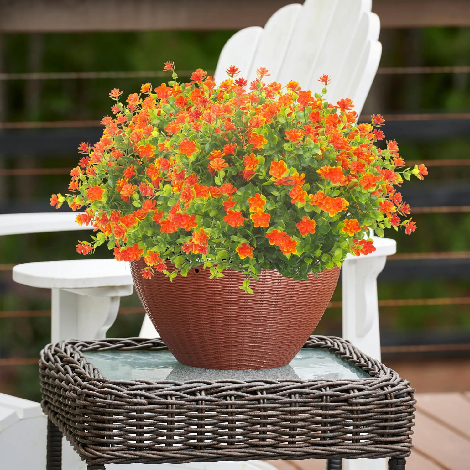 UV Resistant Orange Artificial Flowers – 20 Bundles for Garden & Decor