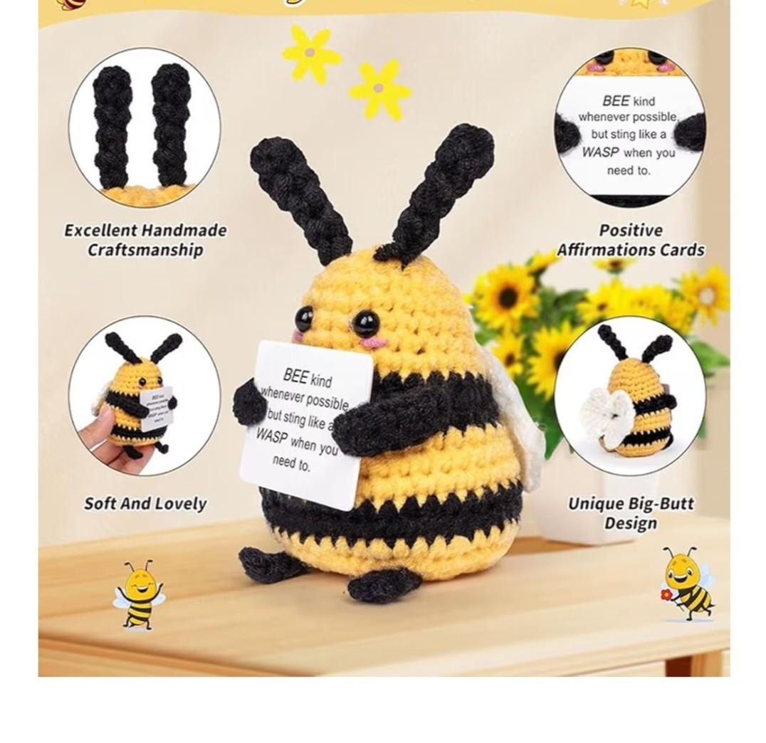 1 Piece, Crochet Toys, Bee Soft Toy, Cute Handmade Gift for Women, Men, Friends