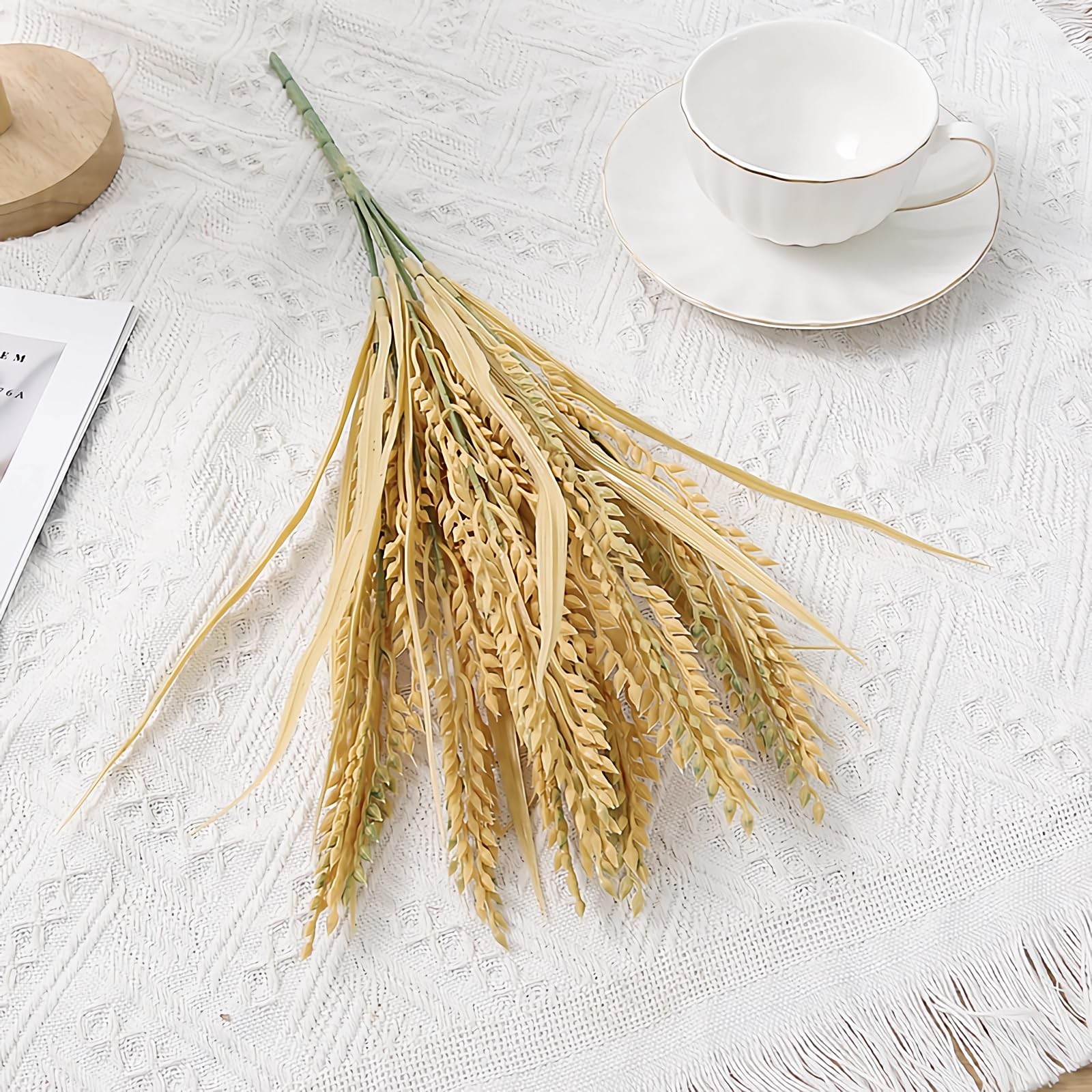 5pcs Artificial Ear of Rice 16″ Fake Grain Paddy for Vase Bouquets Home Offic…