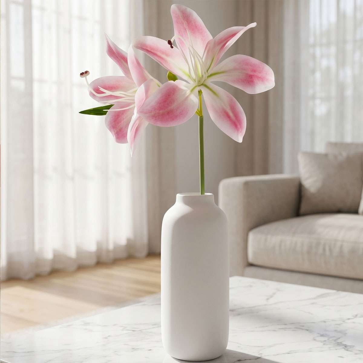 4pcs/set Artificial Lily Flowers with 8 Heads Fully Bloomed Lilies & 6 Buds