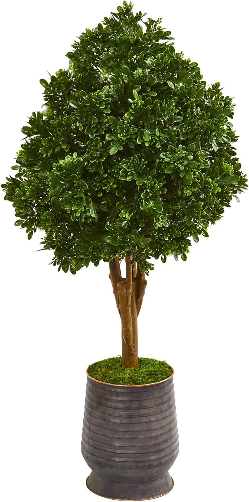 49″ UV Resistant Tea Leaf Artificial Tree in Metal Planter for Indoor/Outdoor Us