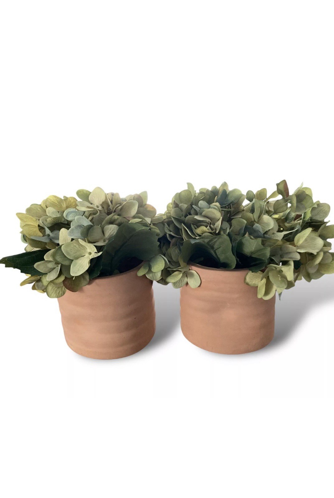 Allen Roth Artificial Hydrangeas Terra Cotta Clay Pots Planters Crumpled Look