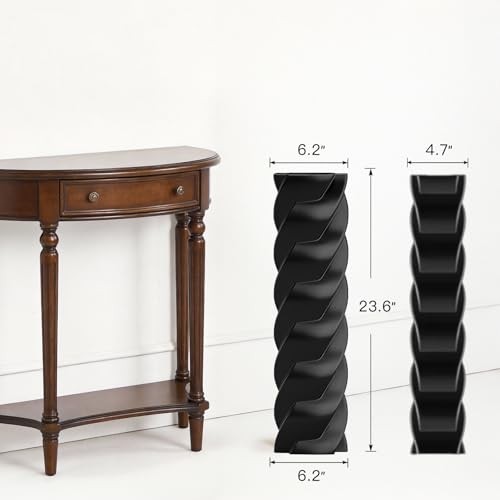 Tall Spiral Floor Vase 23.6″ – Glossy Twisted Resin Decorative 23.6 in Black