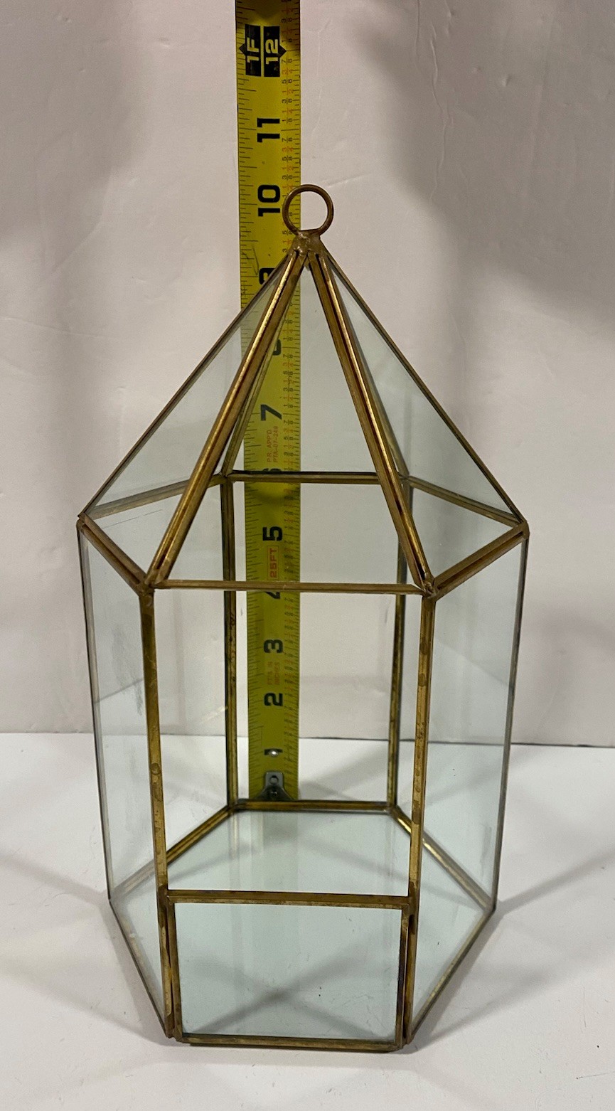 Vintage Glass 6 Sided Hanging Store Display Candle Holder Plant Terrarium 10×6″