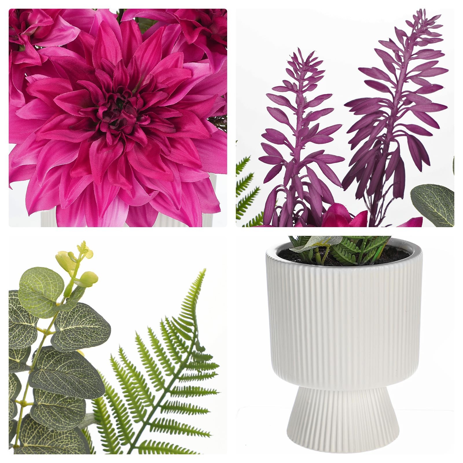 Dahlia Artificial Flower Arrangement in Ceramic Vase 18.1″ Tall Faux Floral C…